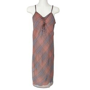Aéropostale Womens Plaid Slip Dress S Dusty Rose and Blue Lined Rayon Polyester